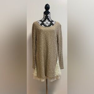 Wool Sweater with Lining and Lace Accents